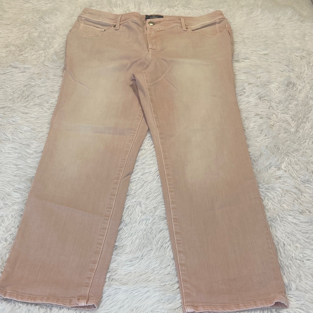 Chico's Light Pink Straight Leg Jeans WOMENS SIZE 1.5 CROP